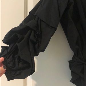 Ruffled sleeve crisscross popin blouse, S w tie